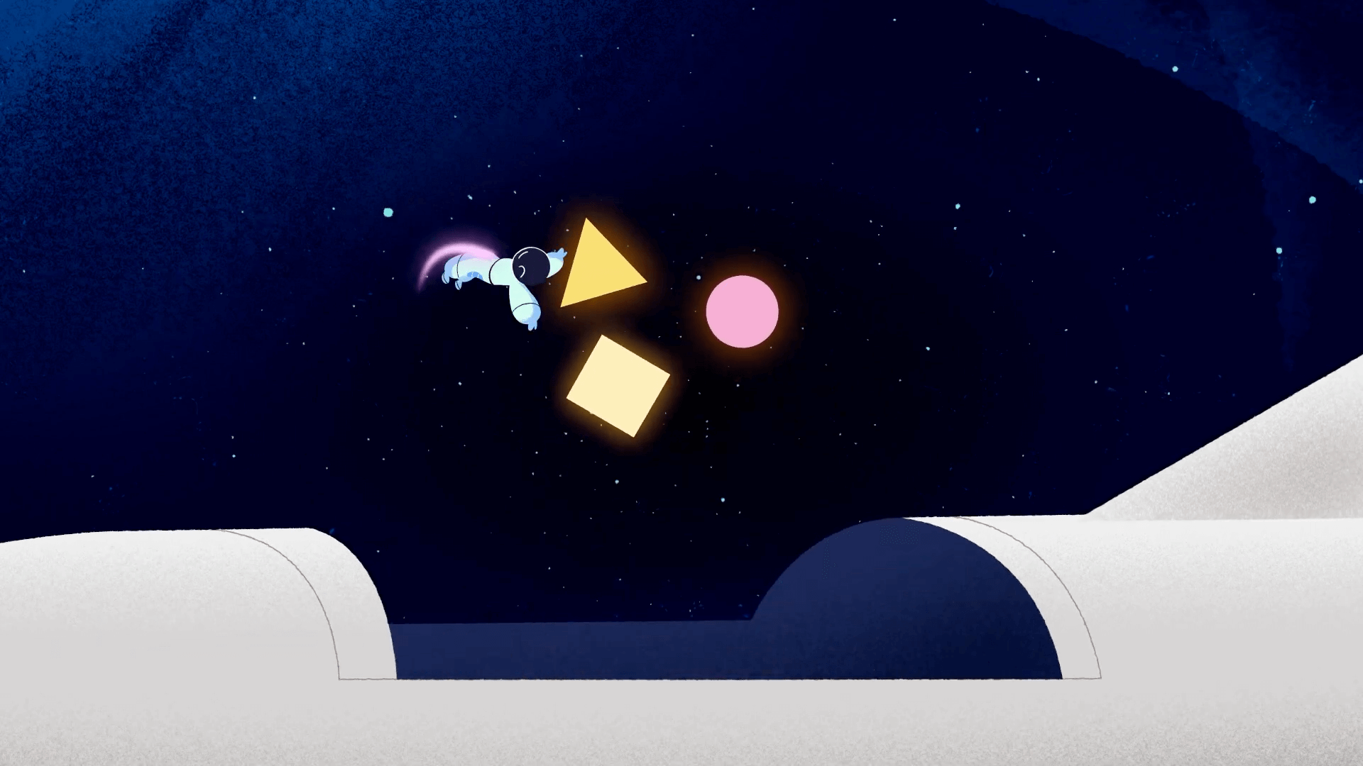 Illustration of an astronaut making shapes in space